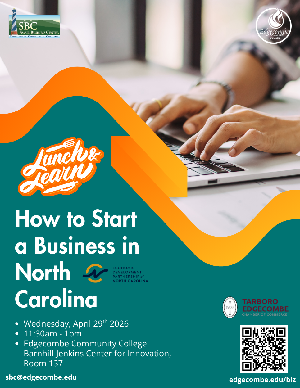 Lunch & Learn: How to Start a Biz in NC flyer